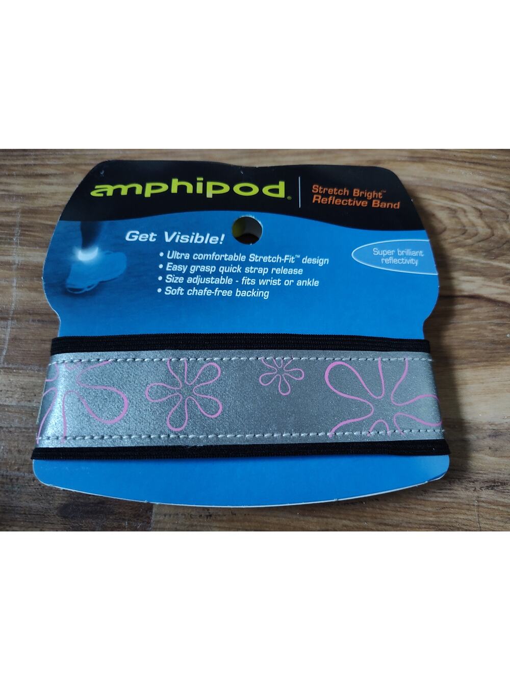 Amphipod Reflective Running Safety Band Flower Print Adjustable Ankle Wrist